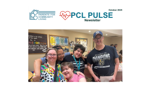 Group of five smiling people posing together at a community event for the PCL Pulse October 2025 newsletter header.